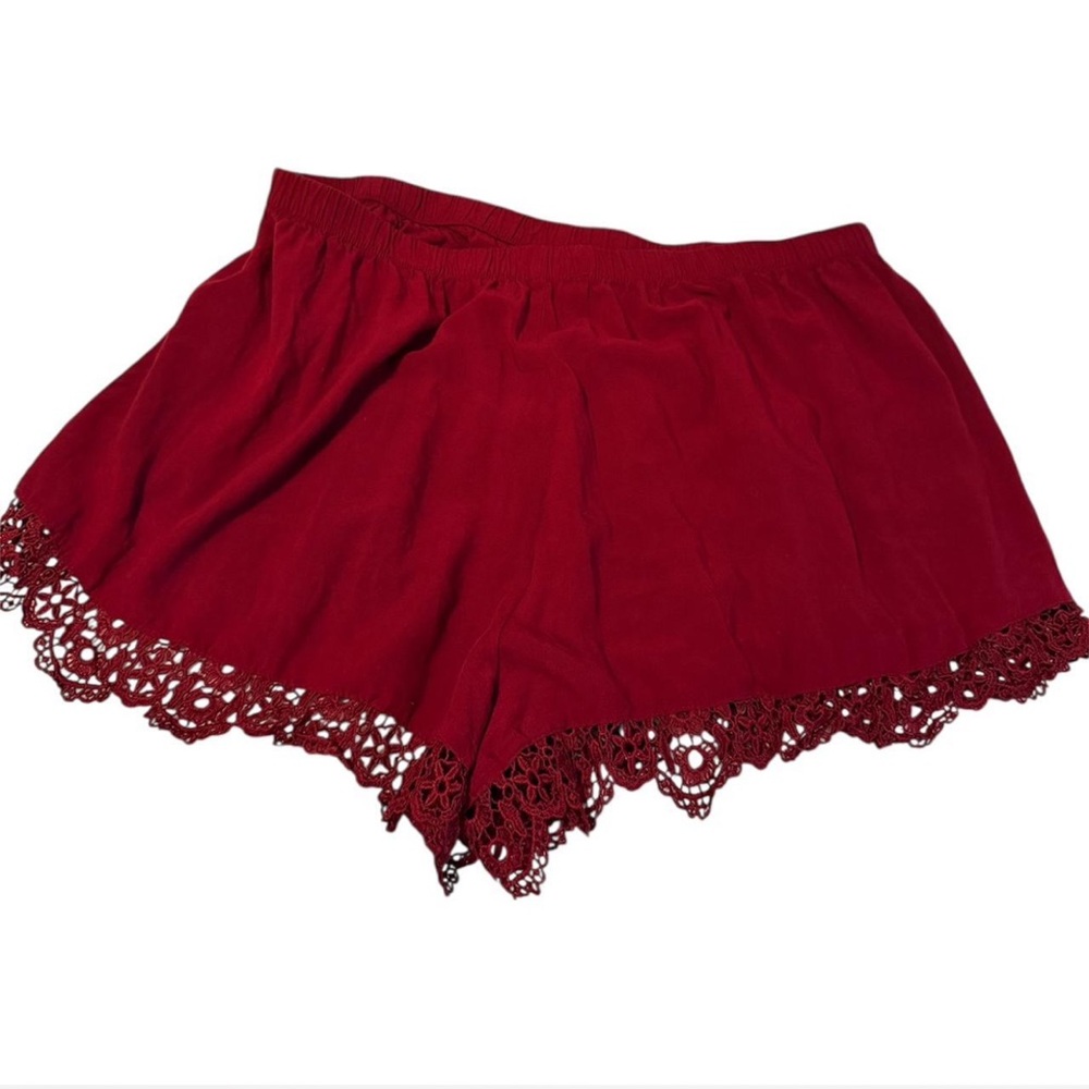 Forever 21 Burgundy Elastic Waist Shorts